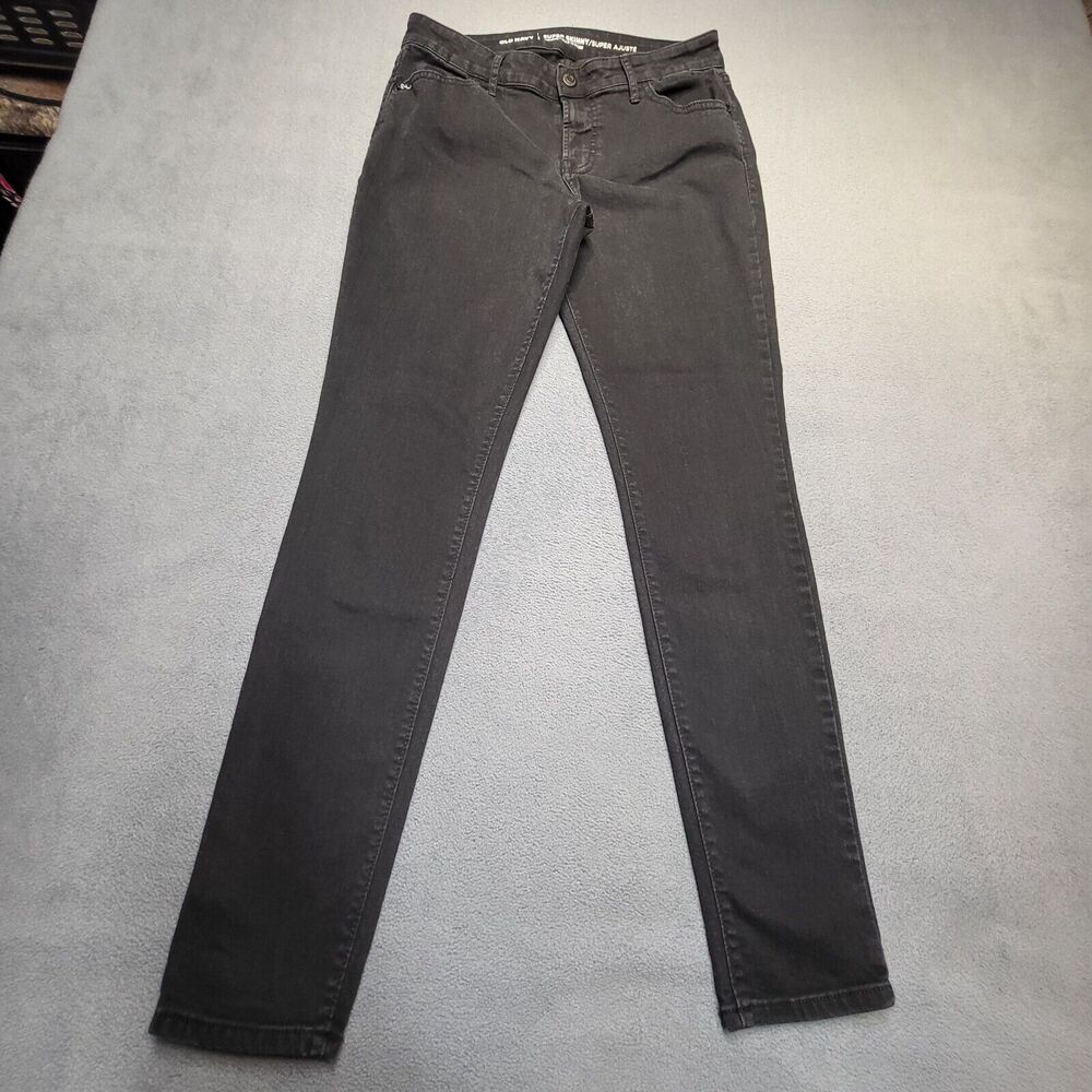 Old Navy Jeans Womens 4 Black Super Skinny Distressed Denim Stretch
